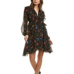 The Kooples Daydream Flowers Black Silk Mini Dress 2